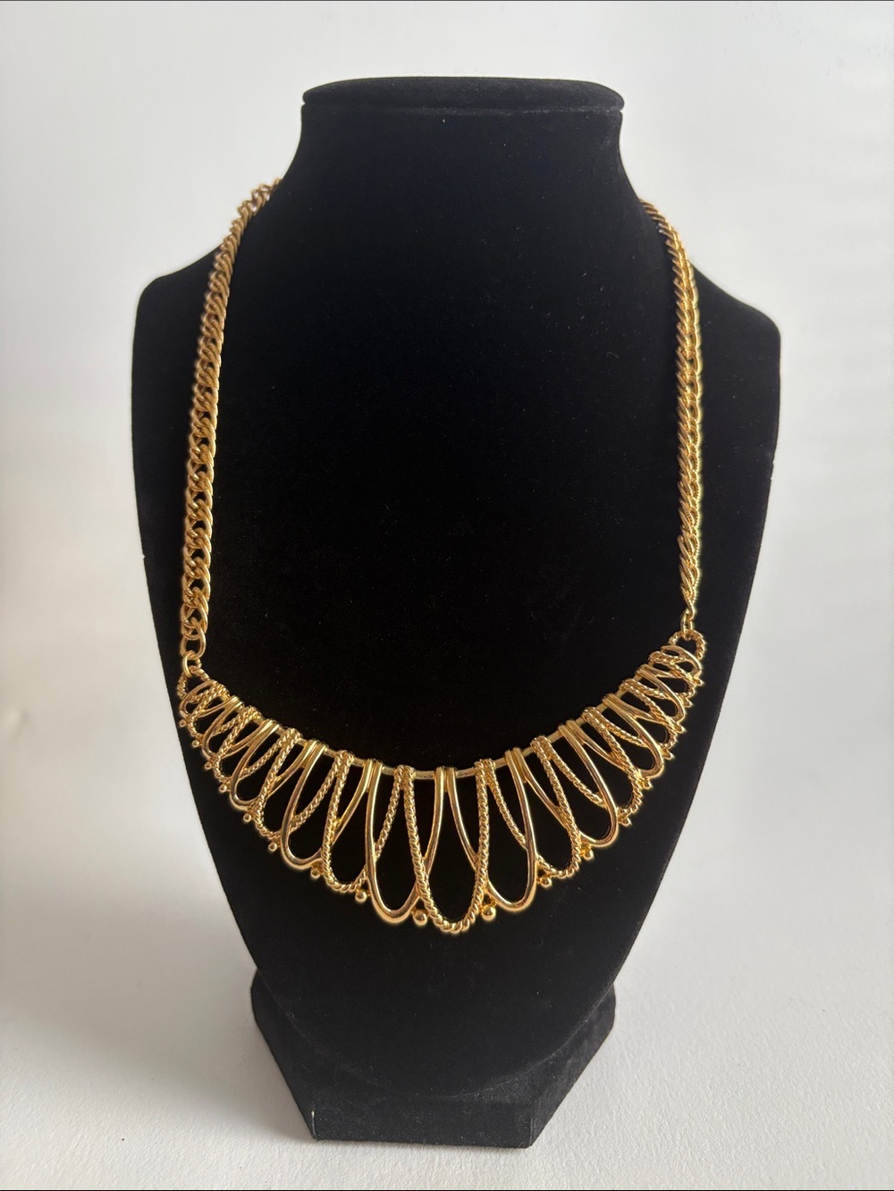 Gold Statement Loop Bib Necklace - Women Jewelry